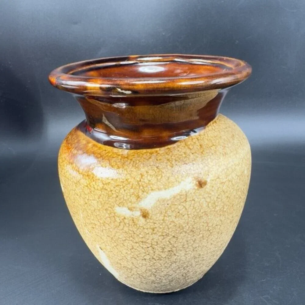 Royal Haeger Brown Earth Glaze Ceramic Vase Vessel Drip Glaze Signed Pottery VTG